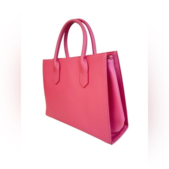 samantha thavasa pink saffiano leather 2 way tote - Picture 4 of 10